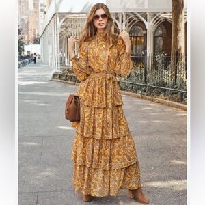 Brand new without tags, yellow gold Paisley dress